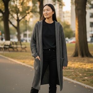 Tempo Paris Charcoal Knit Cardigan